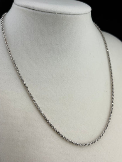 .925 Sterling Silver Rope Chain Necklace – 1.67mm / 16"