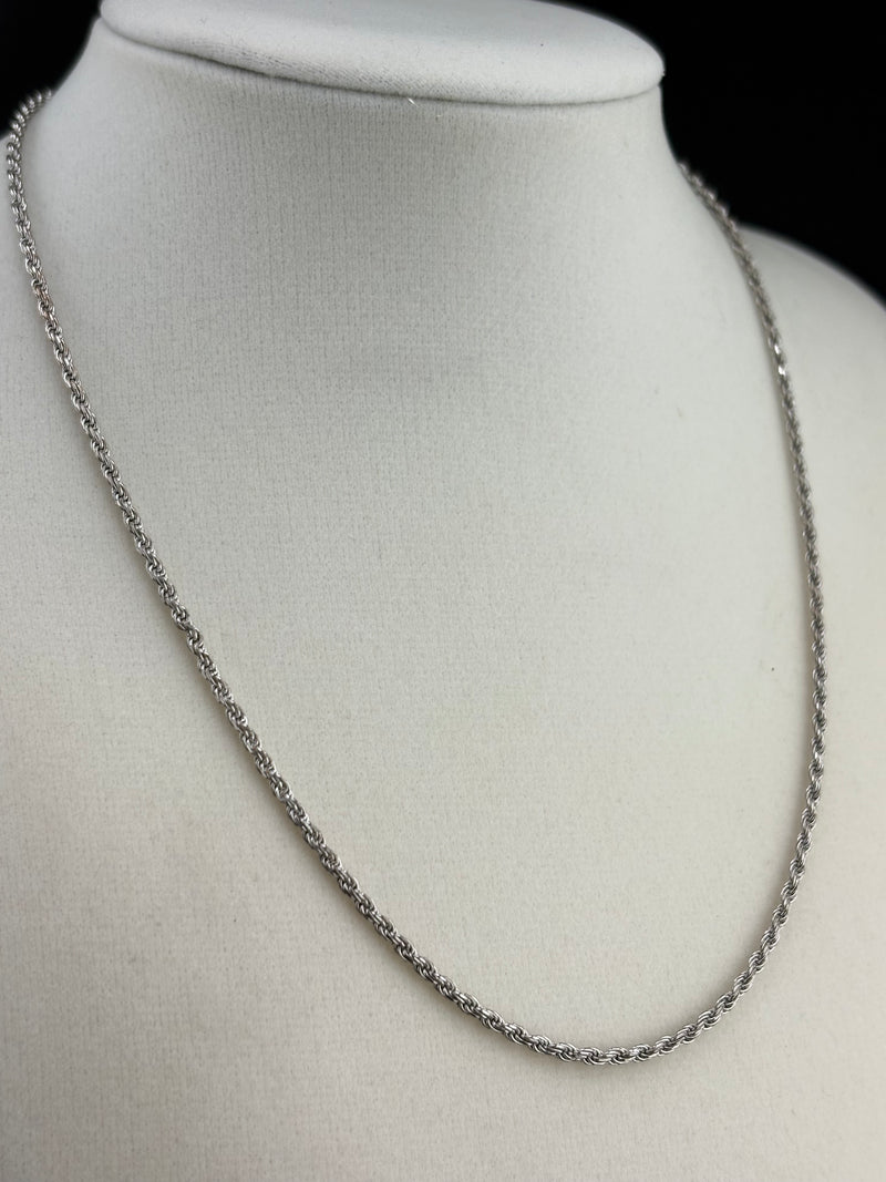 .925 Sterling Silver Rope Chain Necklace – 1.67mm / 16"