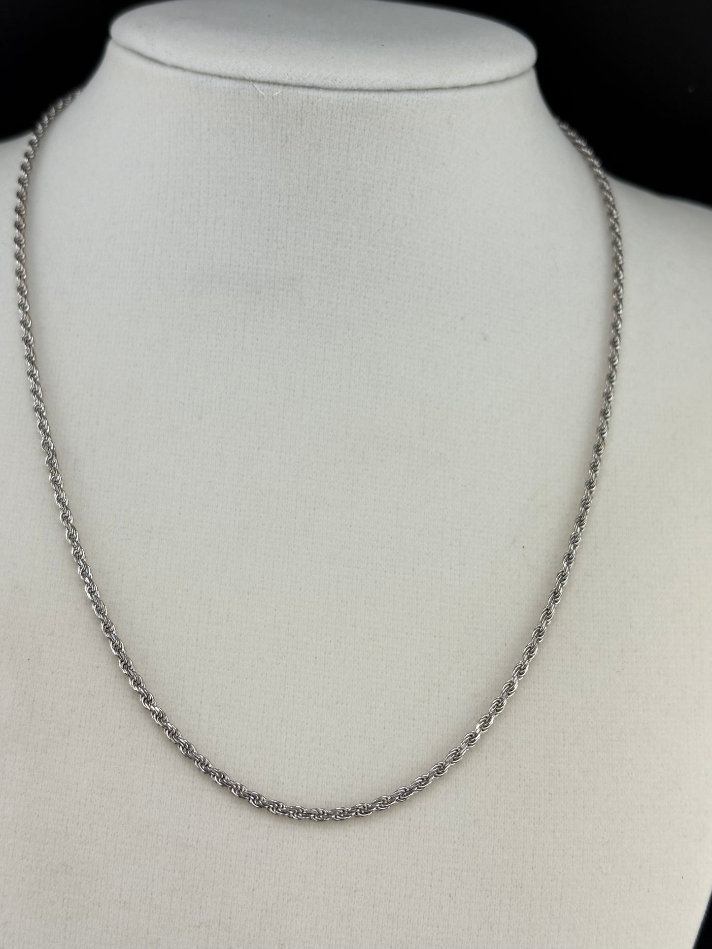 .925 Sterling Silver Rope Chain Necklace – 1.67mm / 16"