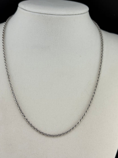 .925 Sterling Silver Rope Chain Necklace – 1.67mm / 16"
