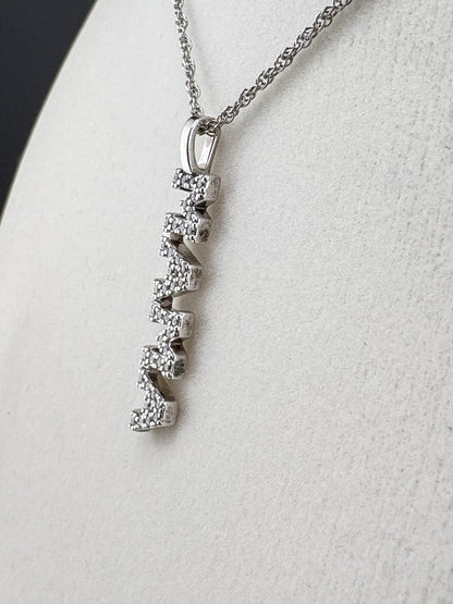 .925 Sterling Silver MAMA Pendant with CZ Stones – 5.2mm / 1"