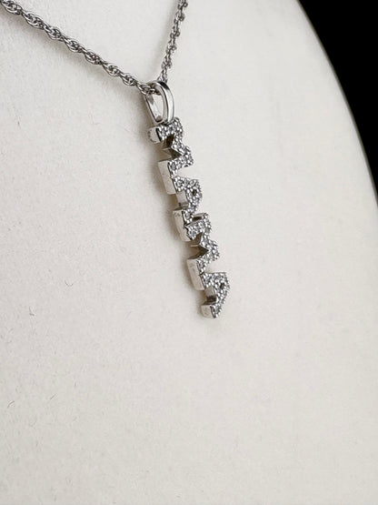 .925 Sterling Silver MAMA Pendant with CZ Stones – 5.2mm / 1"