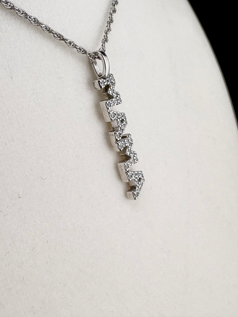 .925 Sterling Silver MAMA Pendant with CZ Stones – 5.2mm / 1"