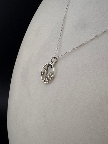 .925 Sterling Silver Mushroom & Moon Pendant – 15.47mm / 1.5"