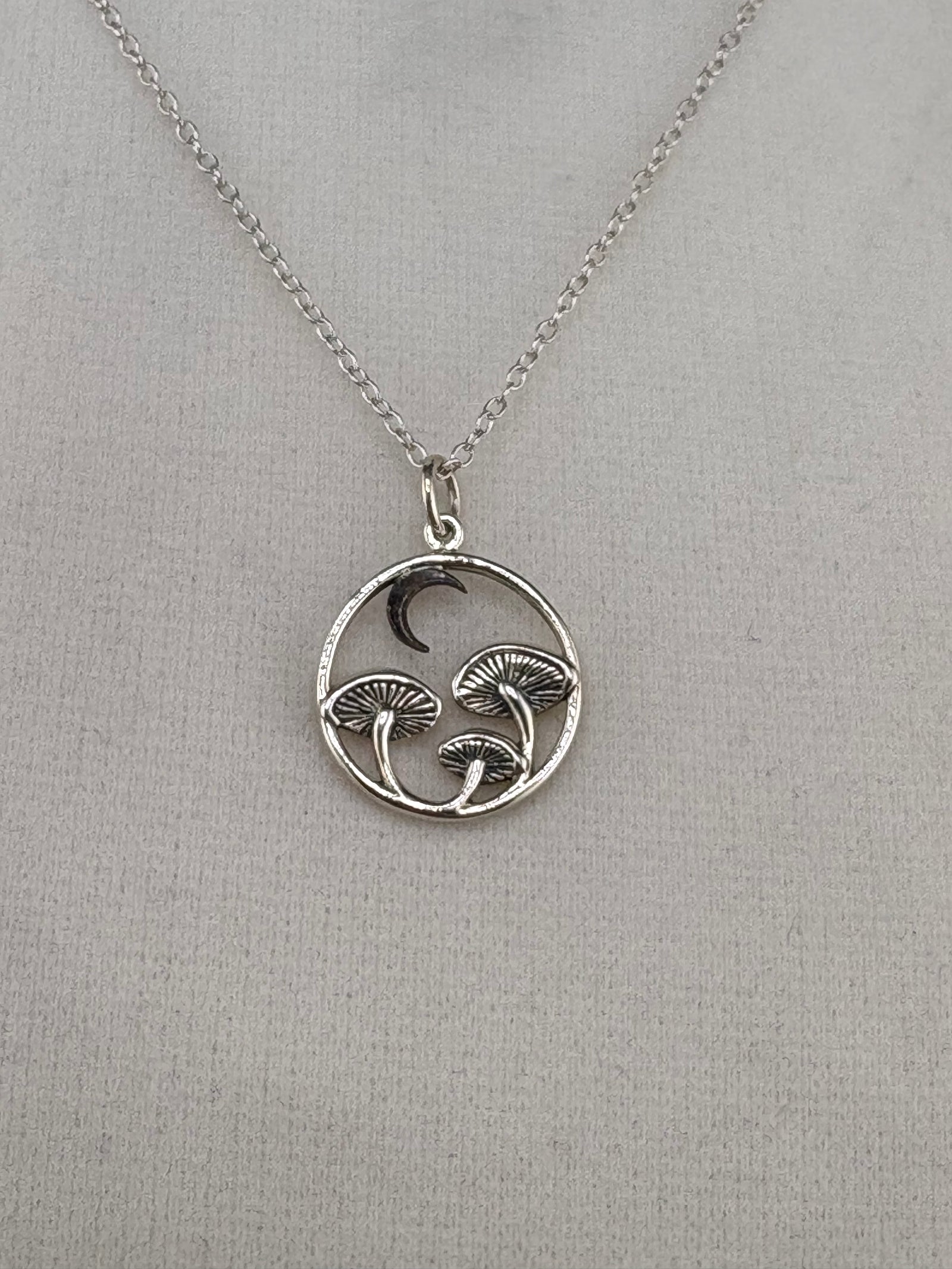 .925 Sterling Silver Mushroom & Moon Pendant – 15.47mm / 1.5" alternate product view