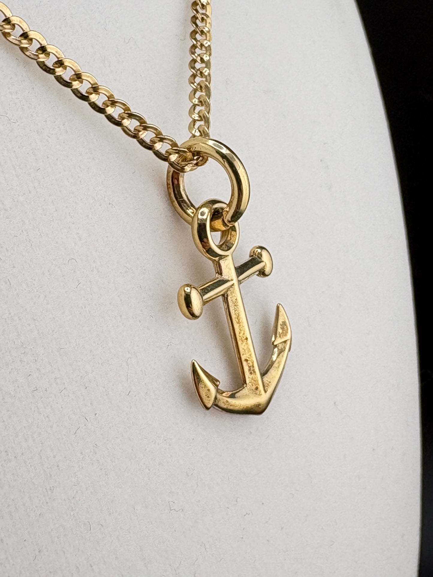 .925 Sterling Silver Anchor Pendant – 14K Gold Plated – 18.8mm / 1.25"