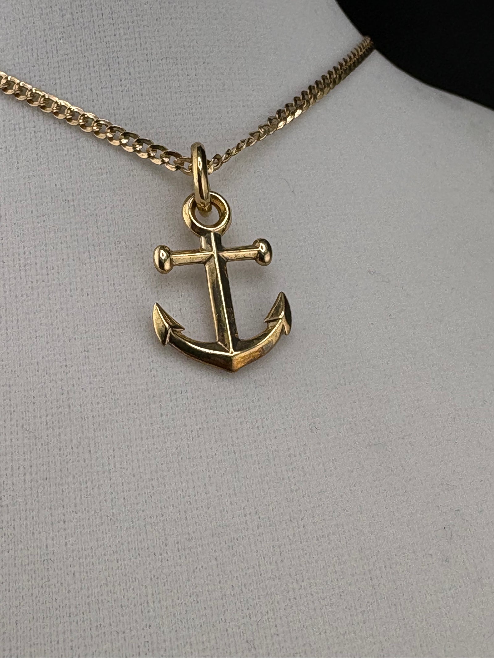 .925 Sterling Silver Anchor Pendant – 14K Gold Plated – 18.8mm / 1.25" alternate product view