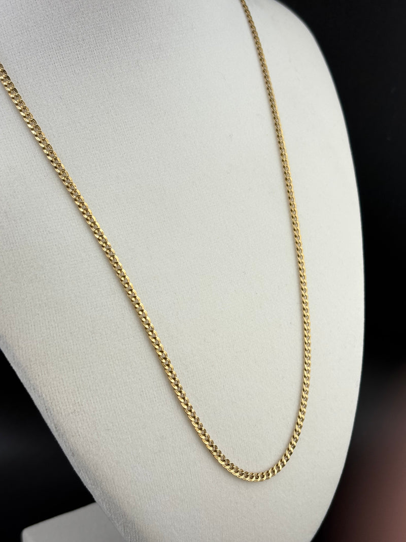 .925 Sterling Silver Curb Link Necklace – 14K Gold Plated – 2.8mm / 20"