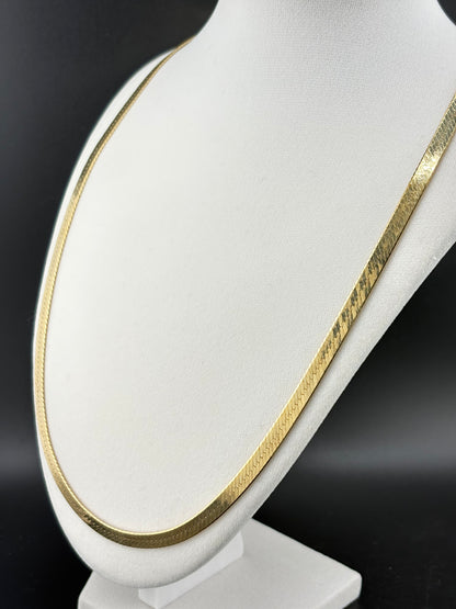 .925 Sterling Silver 14K Gold Bonded Herringbone Necklace – 5.34mm / 24"
