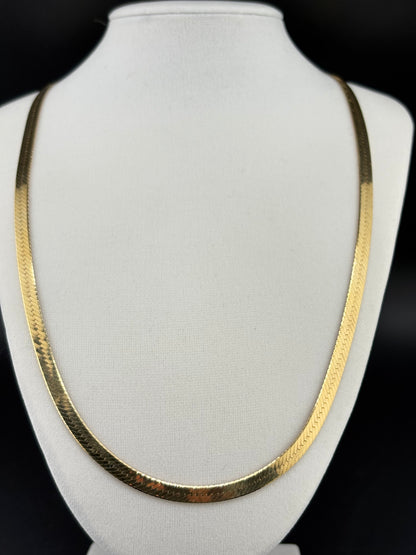 .925 Sterling Silver 14K Gold Bonded Herringbone Necklace – 5.34mm / 24"