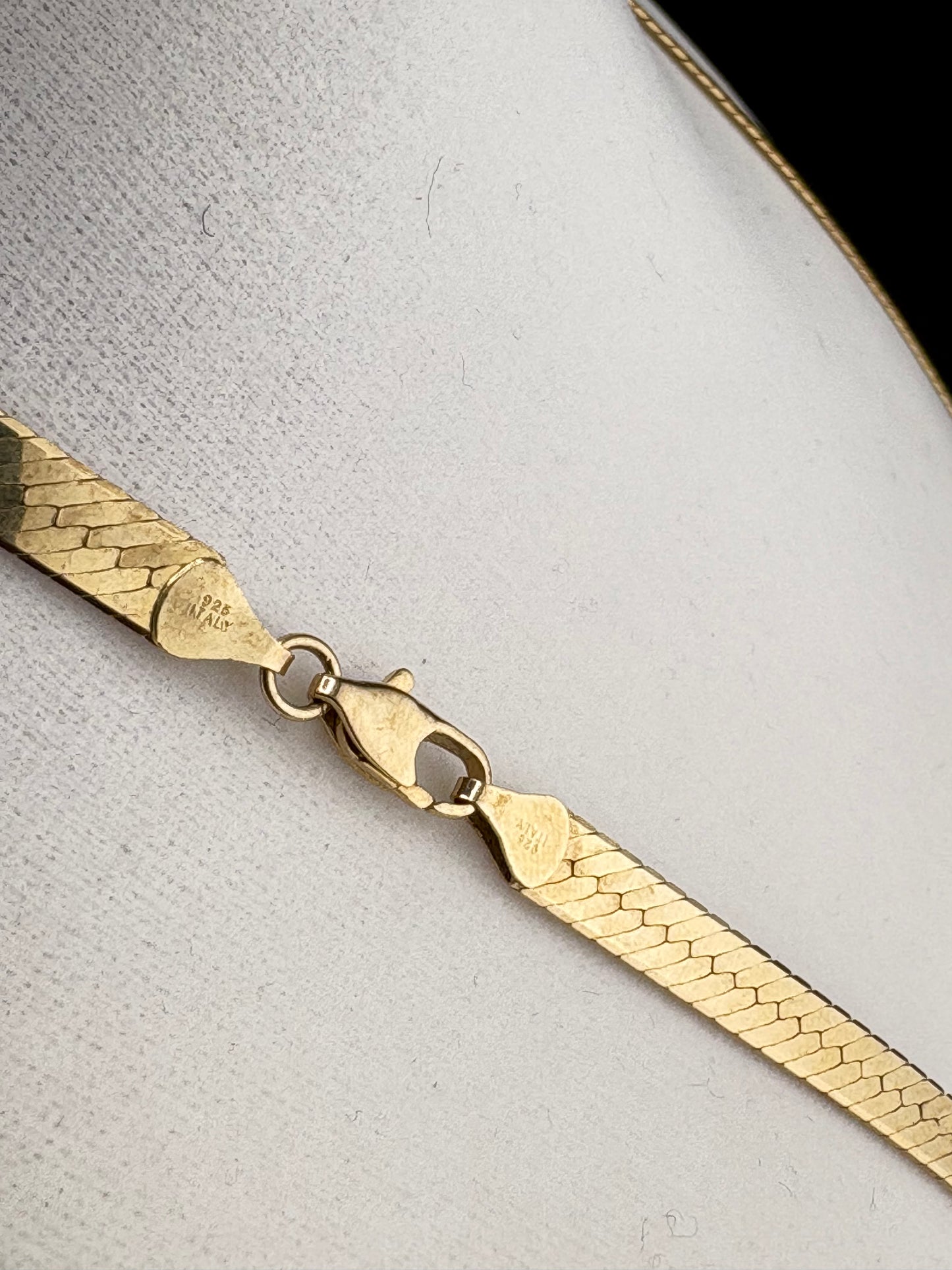 .925 Sterling Silver 14K Gold Bonded Herringbone Necklace – 5.34mm / 24"
