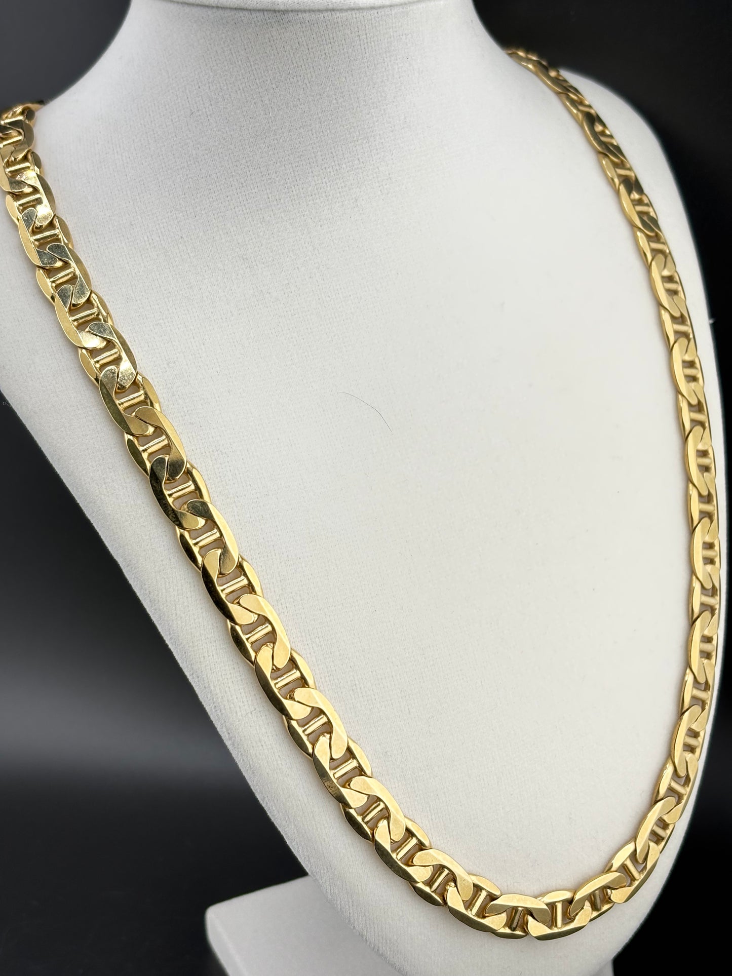 14K Gold Bonded Flat Mariner Necklace – .925 Sterling Silver – 9.48mm / 24"