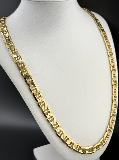 14K Gold Bonded Flat Mariner Necklace – .925 Sterling Silver – 9.48mm / 24"