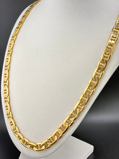 14K Gold Bonded Flat Mariner Necklace – .925 Sterling Silver – 9.48mm / 24"