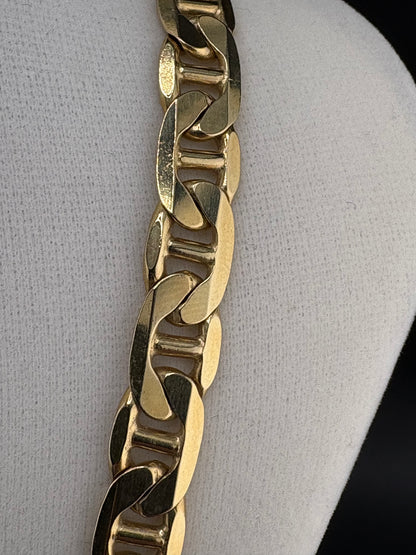 14K Gold Bonded Flat Mariner Necklace – .925 Sterling Silver – 9.48mm / 24"