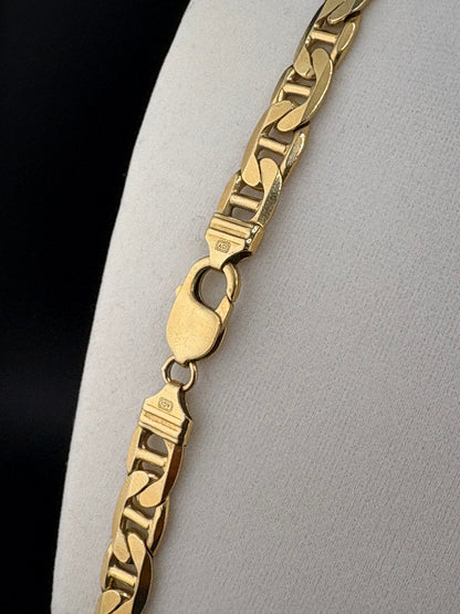 14K Gold Bonded Flat Mariner Necklace – .925 Sterling Silver – 9.48mm / 24"