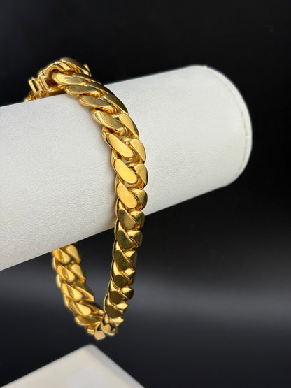 14K Gold Bonded Cuban Link Bracelet – .925 Sterling Silver – 10.9mm / 8.5"