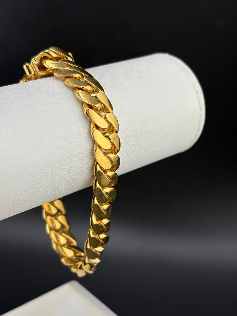 14K Gold Bonded Cuban Link Bracelet – .925 Sterling Silver – 10.9mm / 8.5"