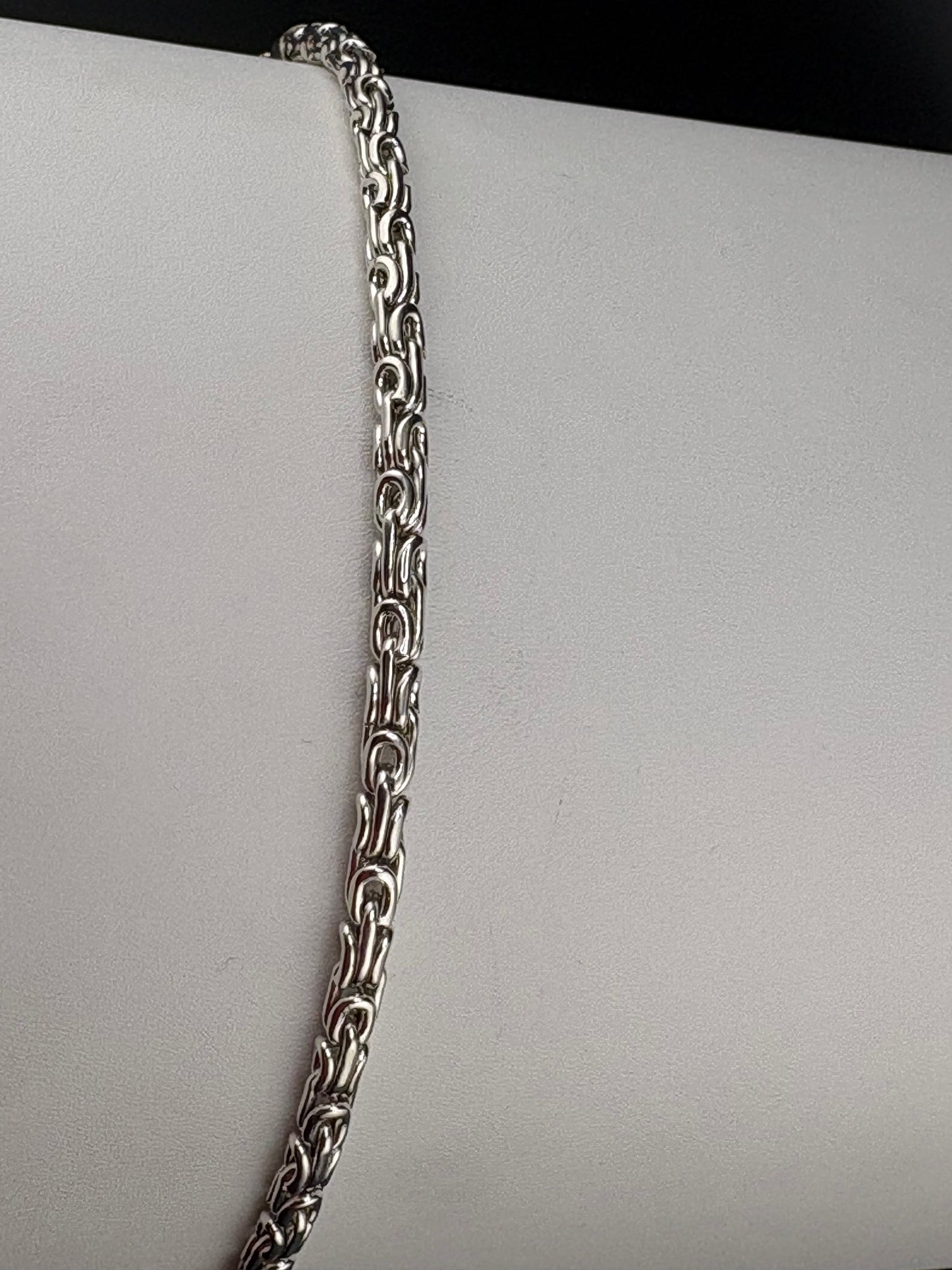 .925 Sterling Silver Byzantine Chain Link Bracelet – 4mm – 8"