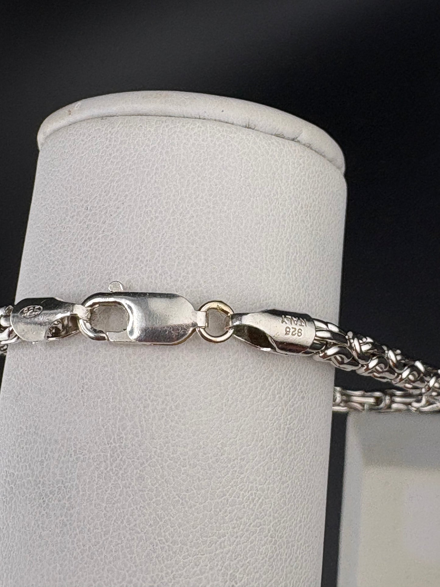 .925 Sterling Silver Byzantine Chain Link Bracelet – 4mm – 8"