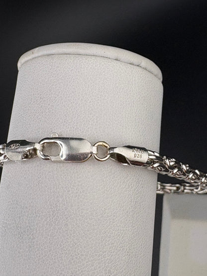.925 Sterling Silver Byzantine Chain Link Bracelet – 4mm – 8"