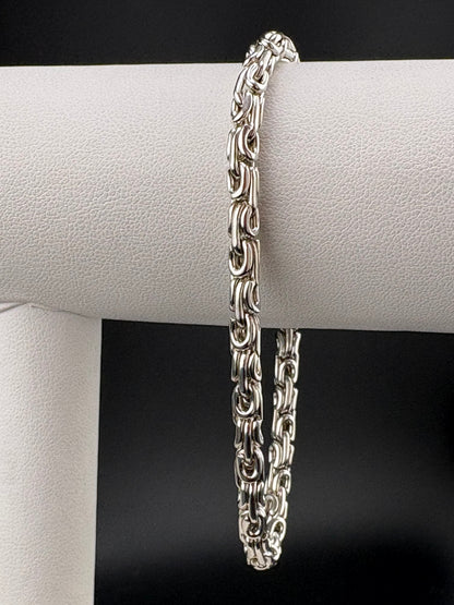 .925 Sterling Silver Byzantine Chain Link Bracelet – 4mm – 8"
