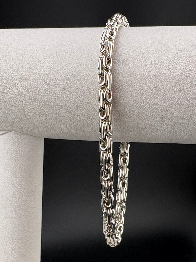 .925 Sterling Silver Byzantine Chain Link Bracelet – 4mm – 8"