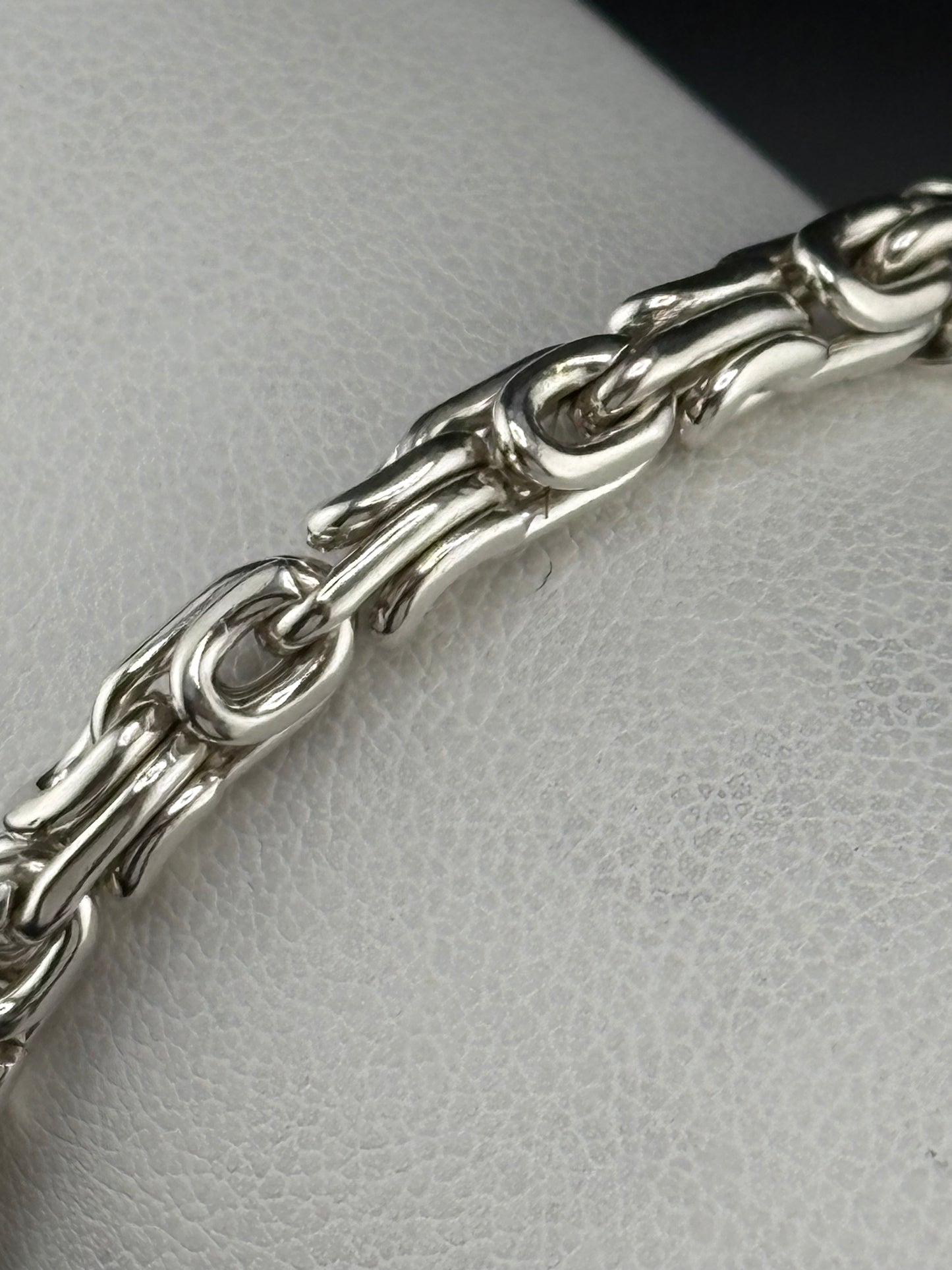 .925 Sterling Silver Byzantine Chain Link Bracelet – 4mm – 8"
