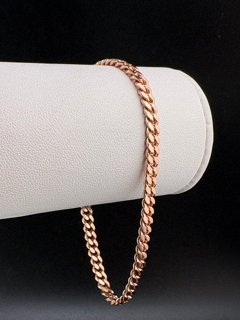 .925 Rose Gold Bonded Cuban Link Bracelet – 9g - 4.01mm / 7.25"