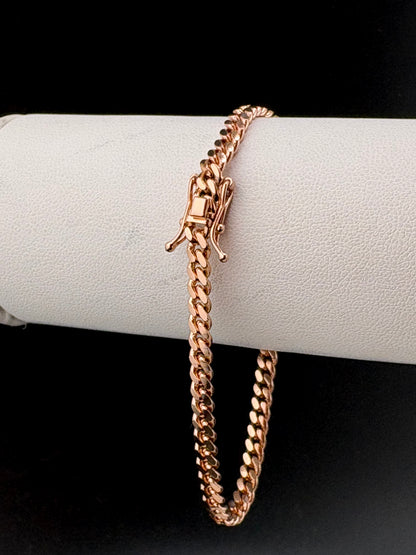 .925 Rose Gold Bonded Cuban Link Bracelet – 9g - 4.01mm / 7.25"