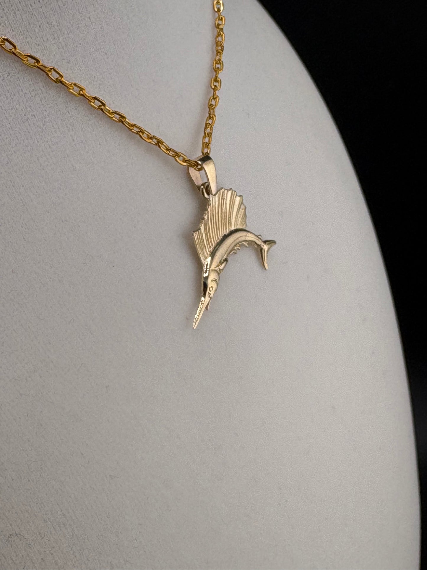 14K Gold Sailfish Pendant – 2.95g - 1.25" Wide / 0.75" Tall
