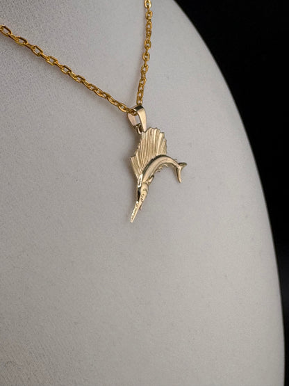14K Gold Sailfish Pendant – 2.95g - 1.25" Wide / 0.75" Tall