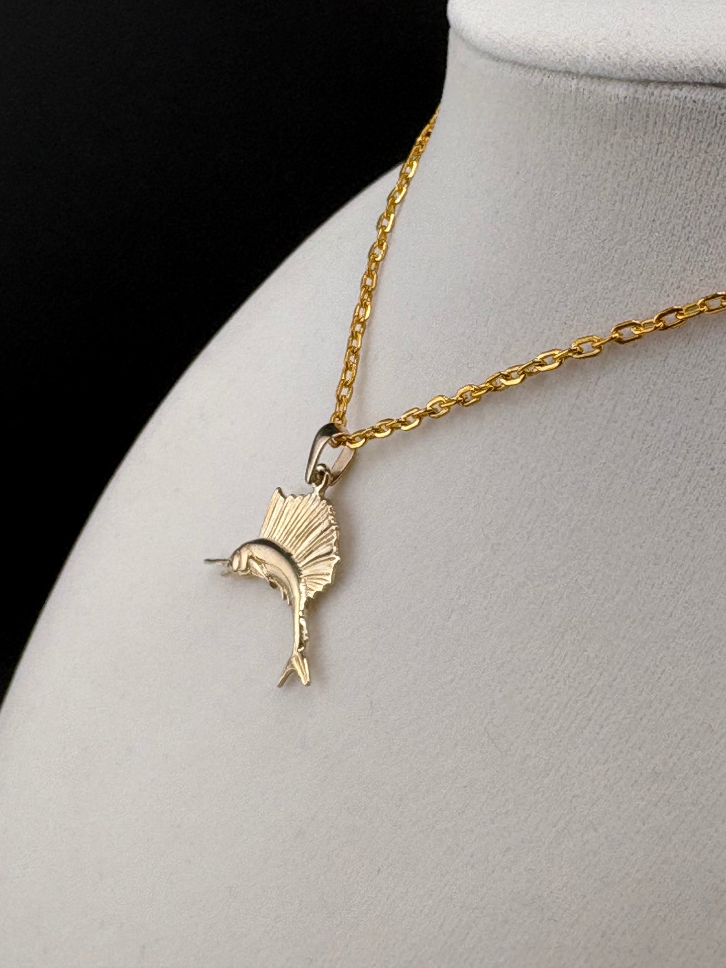 14K Gold Sailfish Pendant – 2.95g - 1.25" Wide / 0.75" Tall