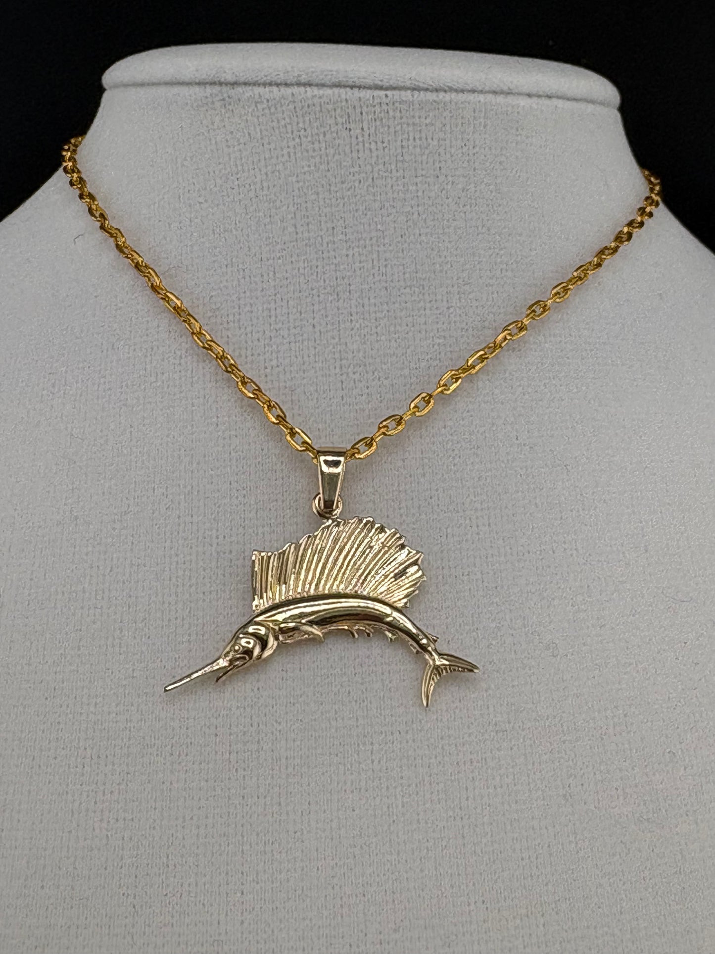 14K Gold Sailfish Pendant – 2.95g - 1.25" Wide / 0.75" Tall