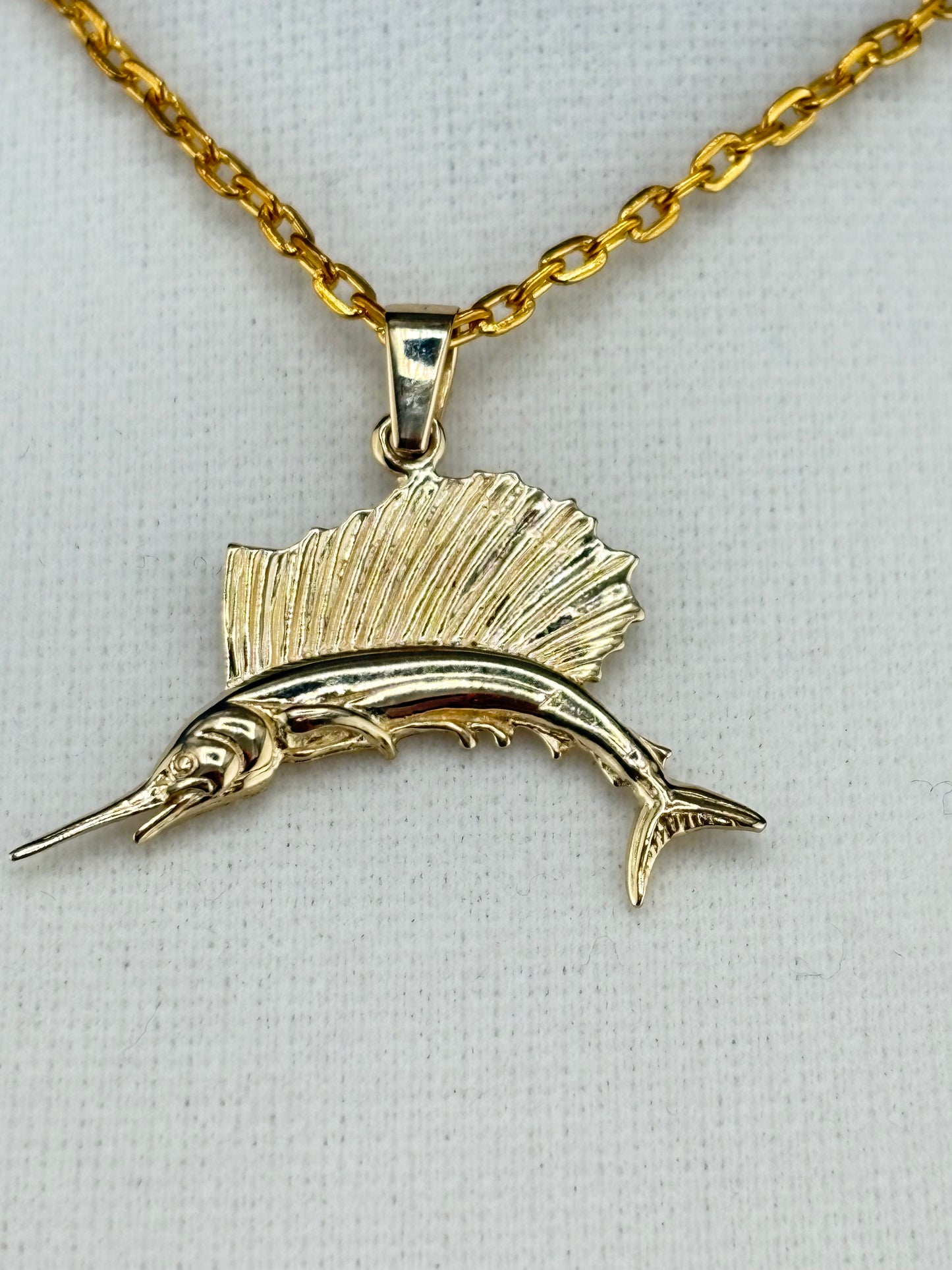 14K Gold Sailfish Pendant – 2.95g - 1.25" Wide / 0.75" Tall
