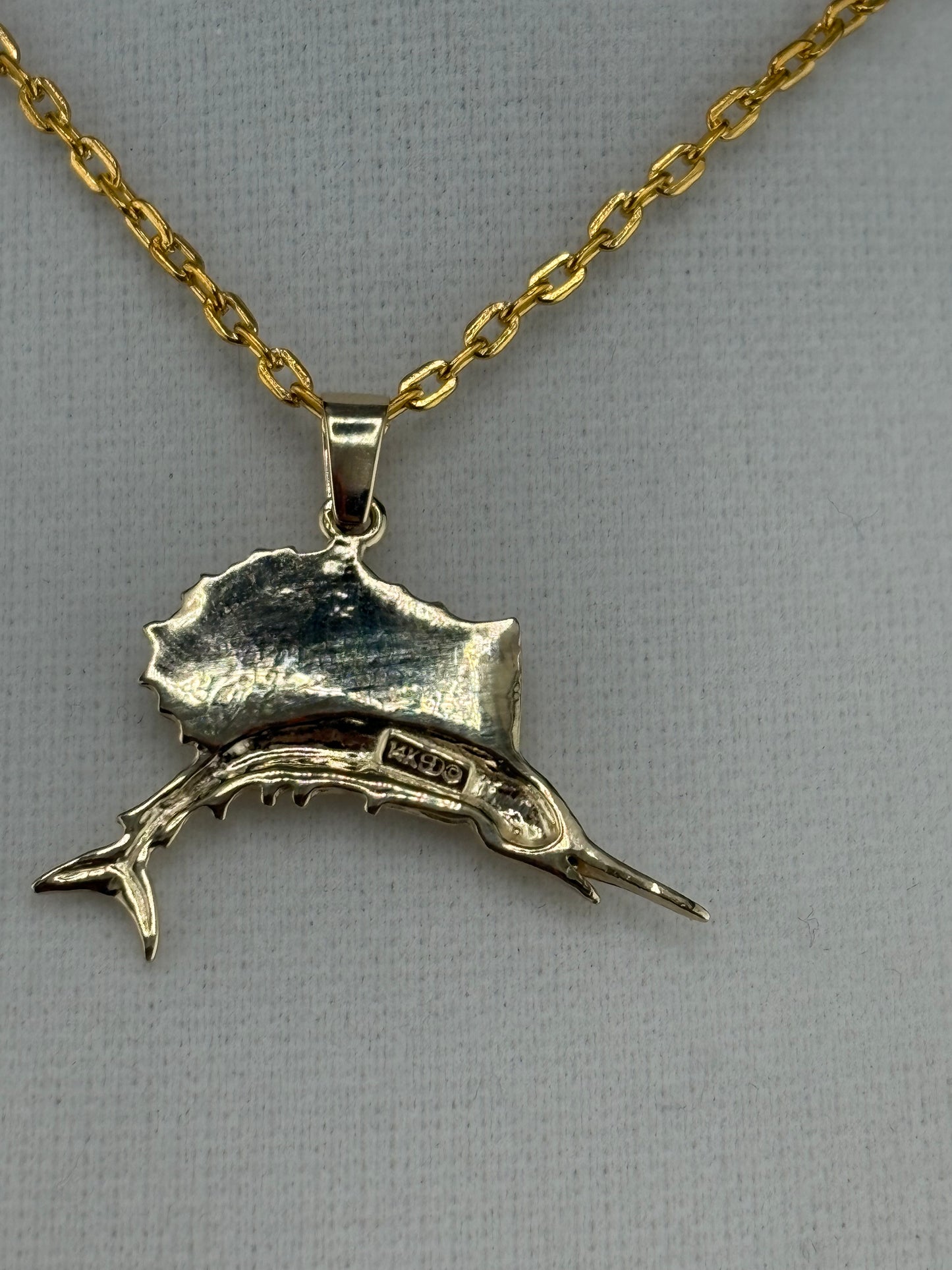 14K Gold Sailfish Pendant – 2.95g - 1.25" Wide / 0.75" Tall