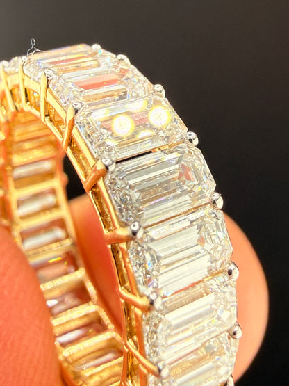 14K Gold 7 Carat LG Emerald Cut Diamond Infinity Ring – Size 6.5 | Luxury Statement Ring