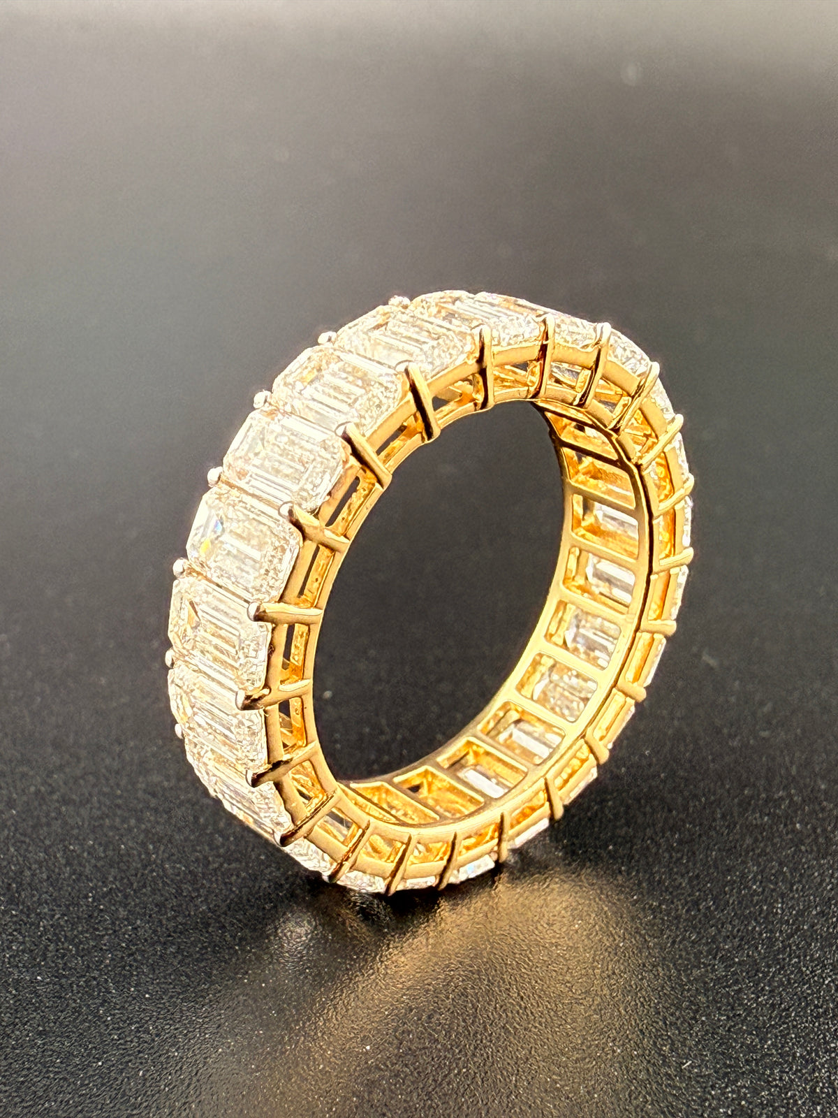14K Gold 7 Carat LG Emerald Cut Diamond Infinity Ring – Size 6.5 | Luxury Statement Ring