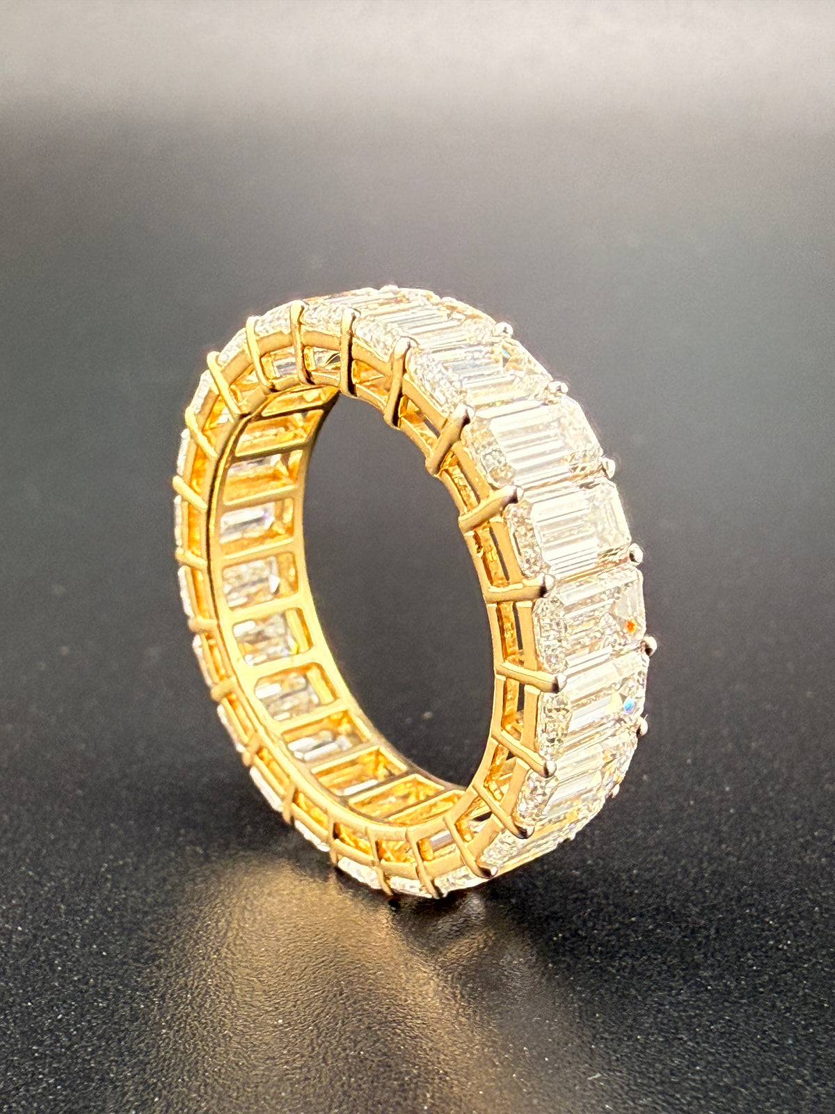 14K Gold 7 Carat LG Emerald Cut Diamond Infinity Ring – Size 6.5 | Luxury Statement Ring detail view