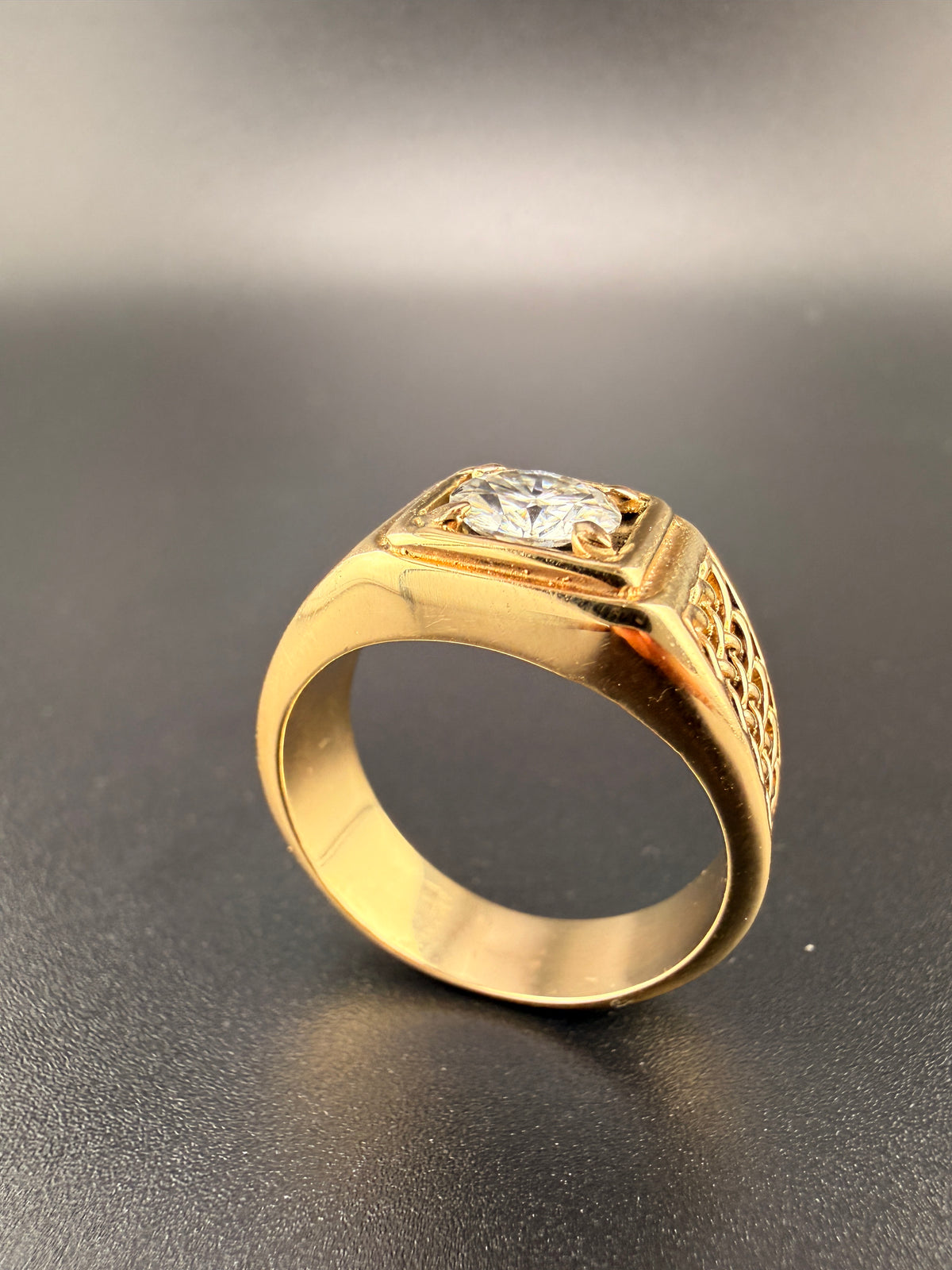 Solid 14K Gold  Men's Ring| 10 Grams | Size 9.5 | Luxury Men's Statement Ring detail view