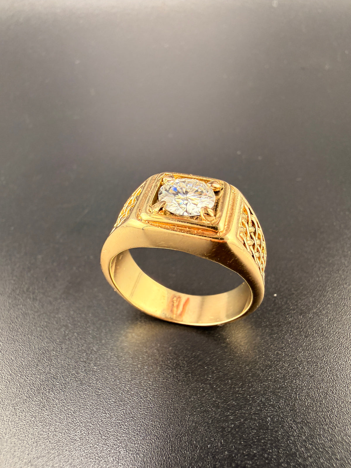 Solid 14K Gold  Men's Ring| 10 Grams | Size 9.5 | Luxury Men's Statement Ring alternate product view