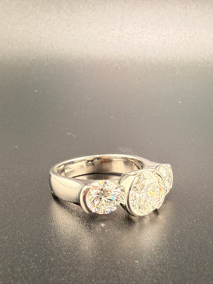 4.75 CTW IGI Certified Lab Grown Diamond Three-Stone Ring – 14K White Gold – 2.54 CT Center – Women’s Diamond Ring Size 9