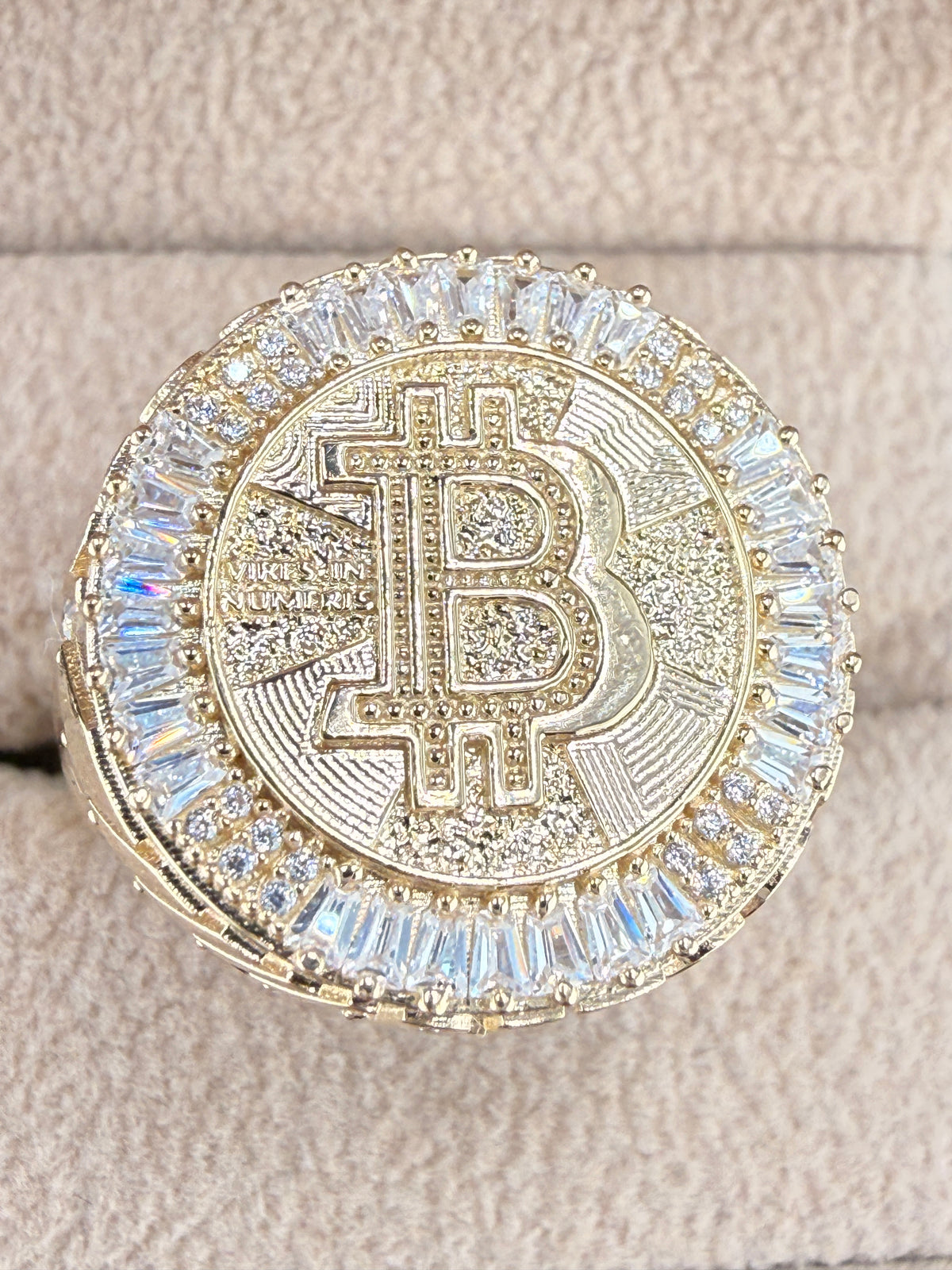 10K Gold Bitcoin Men's Ring with CZ Diamonds – 5.7g Luxury Crypto Ring Size 11