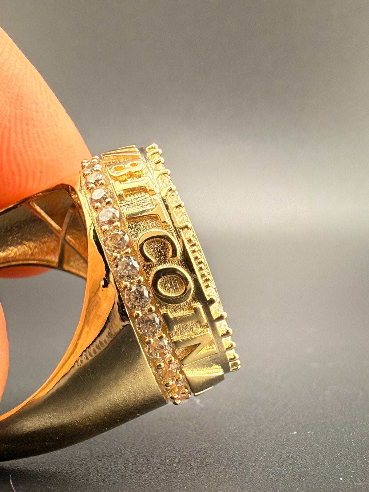 10K Gold Bitcoin Men's Ring with CZ Diamonds – 5.7g Luxury Crypto Ring Size 11 detail view