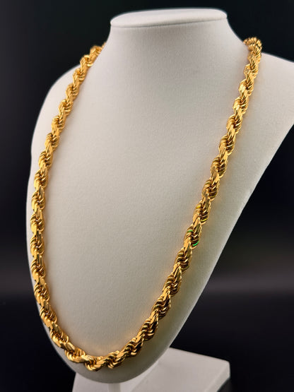 8mm Italian Rope Chain – 14K Gold Bonded over Solid 925 Sterling Silver, Made in Italy 8 MM / 24 in