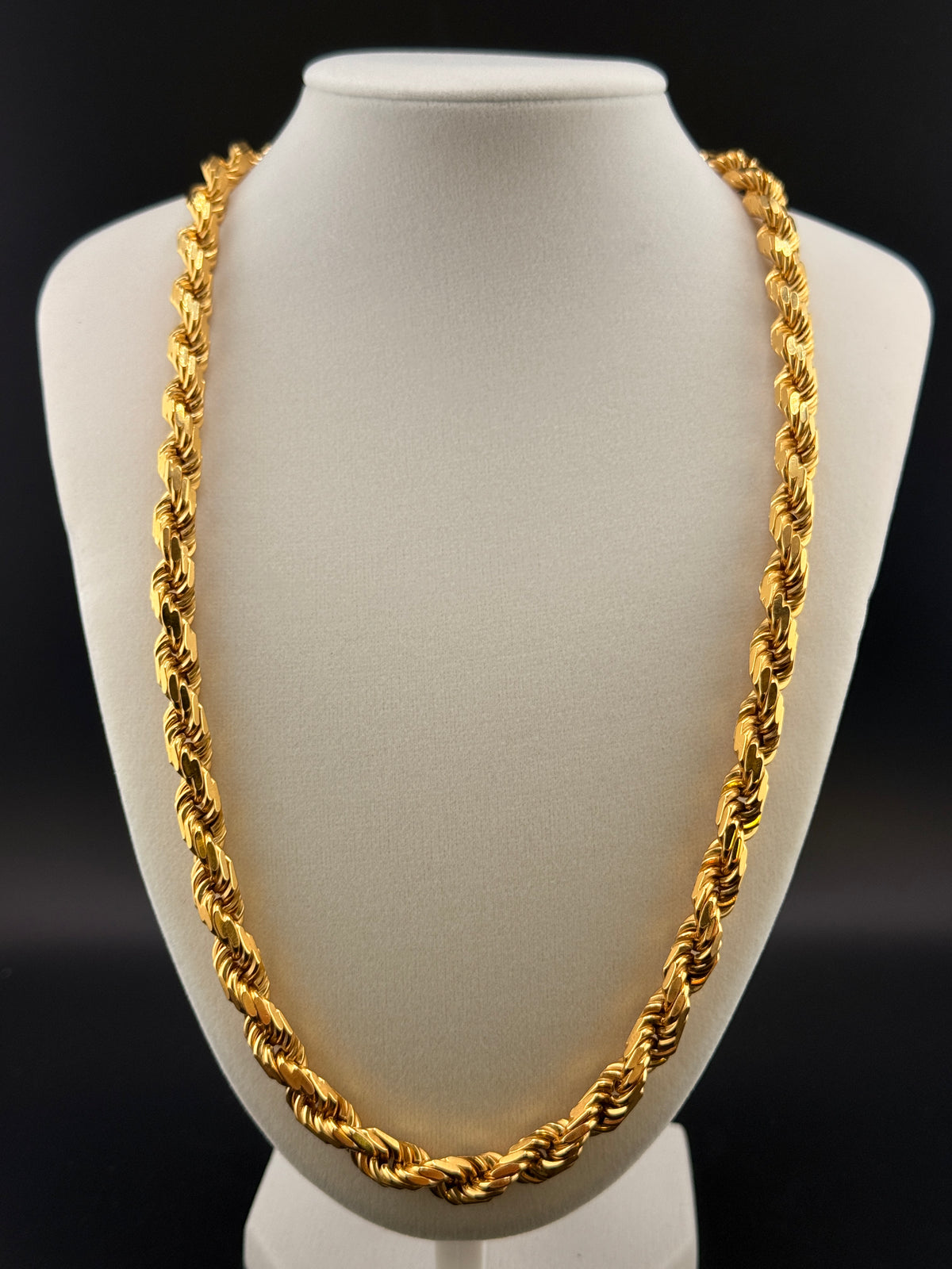 8mm Italian Rope Chain – 14K Gold Bonded over Solid 925 Sterling Silver, Made in Italy 8 MM / 24 in