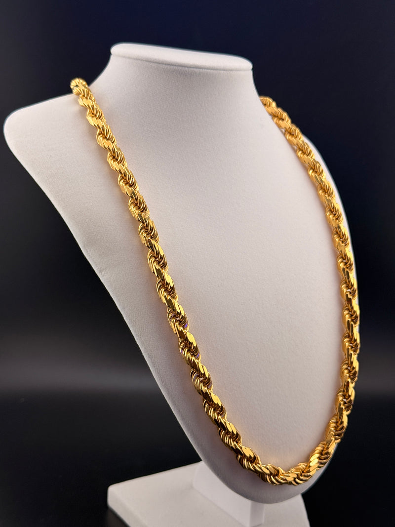 8mm Italian Rope Chain – 14K Gold Bonded over Solid 925 Sterling Silver, Made in Italy 8 MM / 24 in