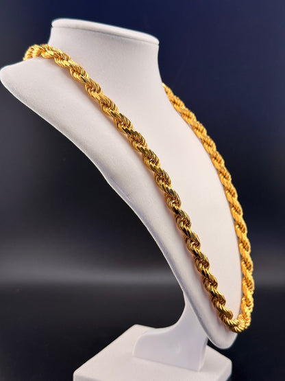8mm Italian Rope Chain – 14K Gold Bonded over Solid 925 Sterling Silver, Made in Italy 8 MM / 24 in