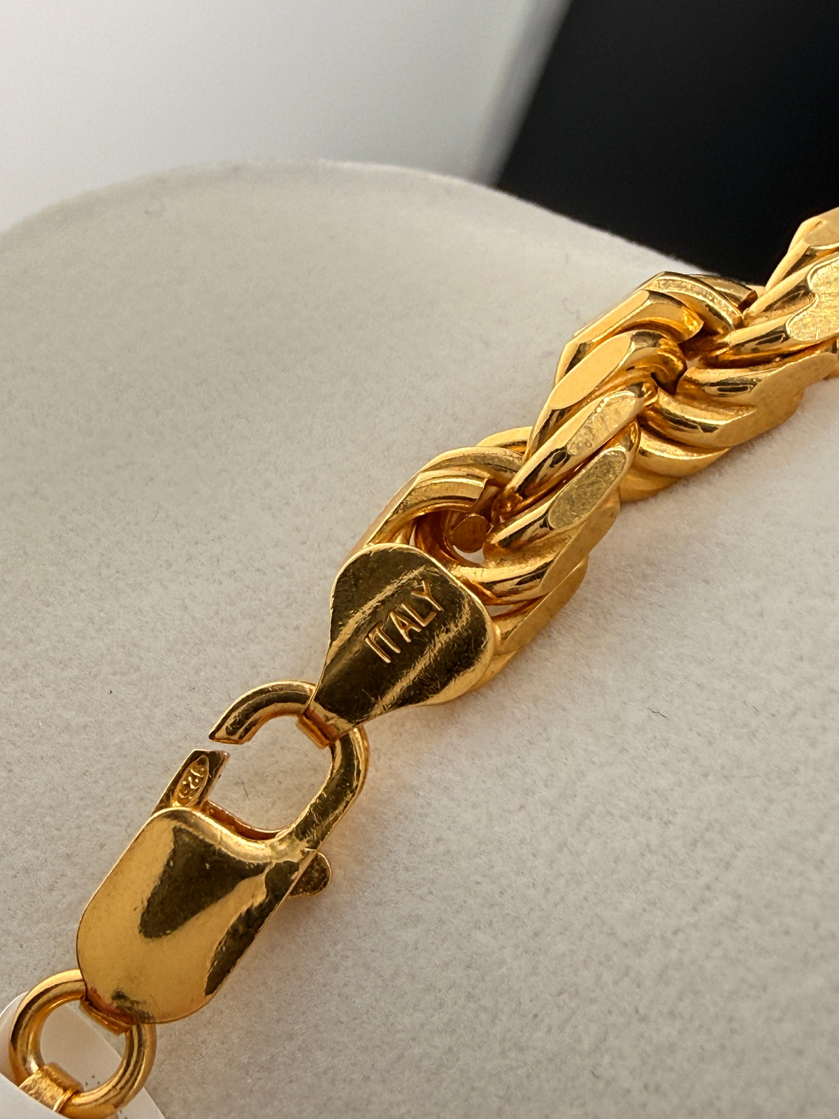 8mm Italian Rope Chain – 14K Gold Bonded over Solid 925 Sterling Silver, Made in Italy 8 MM / 24 in
