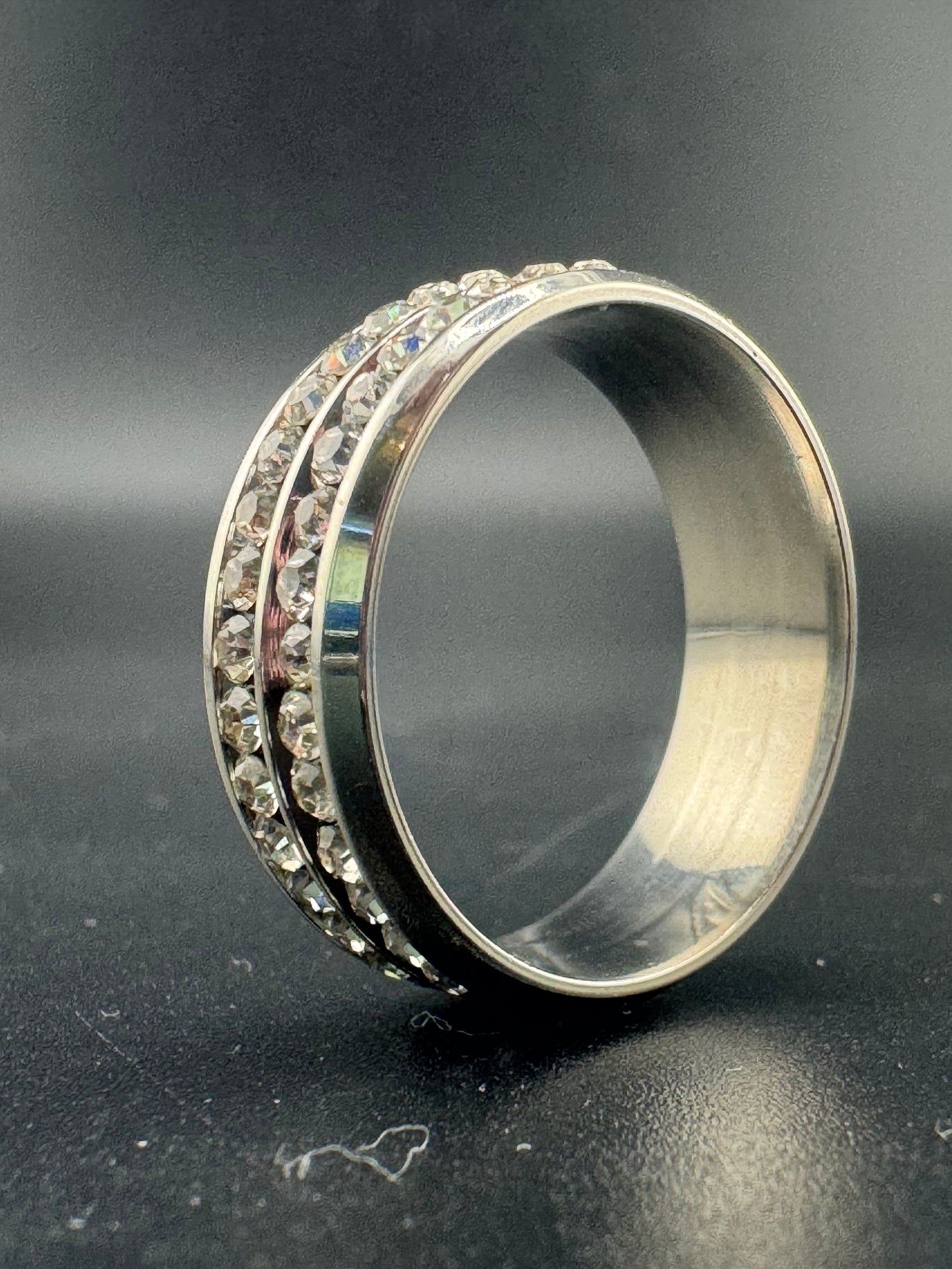 Stainless Steel 2-Row CZ Diamond Band – 8mm, Size 11.5 alternate product view